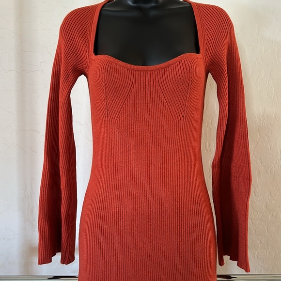 ANRABESS *NEW* Women's 2023 Fall Bell Long Sleeve Ribbed Knit Sweater Dress - Picture 6 of 10